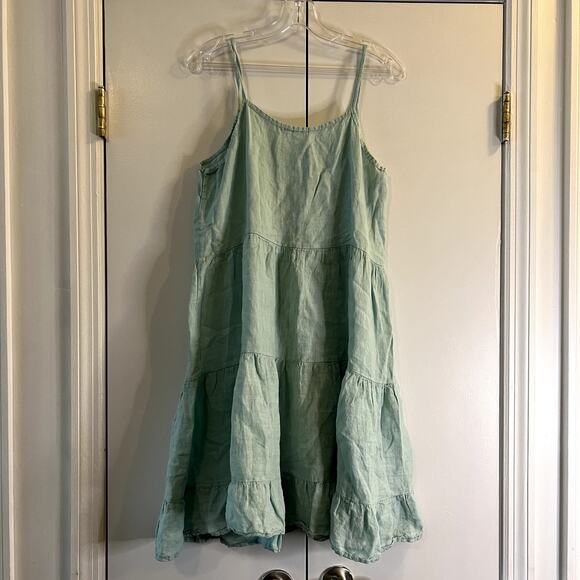 Valentina Naldi 100% linen mini dress in light green size L Large - Picture 8 of 8